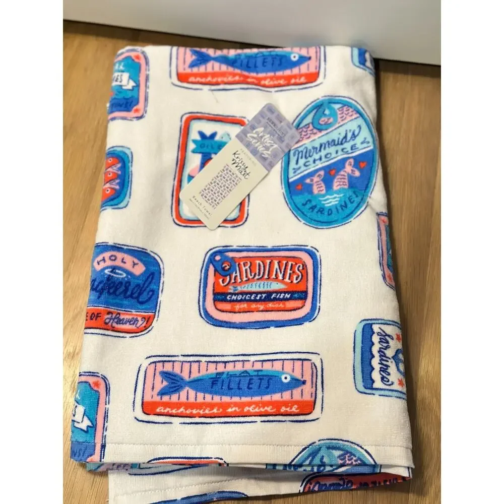 Berkshire Artist Series Krissy Mast Sardines Towel- new with tags!
